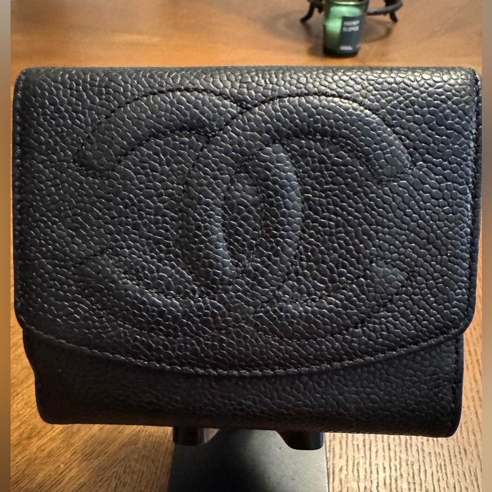 Authentic CHANEL Black Caviar Leather Wallet
